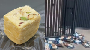 Read more about the article ദീപാവലി ബോണസ് പ്രതിഷേധത്തിൽ ഹരിയാന ഫാക്ടറി തൊഴിലാളികൾ സോൻ പാപ്ഡി പെട്ടികൾ എറിഞ്ഞുടയ്ക്കുന്ന വീഡിയോ വൈറലാകുന്നു