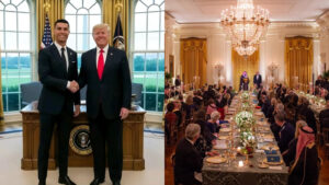 Read more about the article സൗദി കിരീടാവകാശിയുമായി വൈറ്റ് ഹൗസിൽ നടന്ന ഉന്നതതല അത്താഴ വിരുന്നിൽ ക്രിസ്റ്റ്യാനോ റൊണാൾഡോയെ ട്രംപ് പ്രശംസിച്ചു