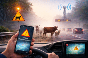 Read more about the article അലഞ്ഞുതിരിയുന്ന കന്നുകാലികൾ മൂലമുള്ള റോഡ് അപകടങ്ങൾ കുറയ്ക്കുന്നതിനായി ഡ്രൈവർമാർക്ക് തത്സമയ ടെലികോം മുന്നറിയിപ്പുമായി എൻഎച്ച്എഐ