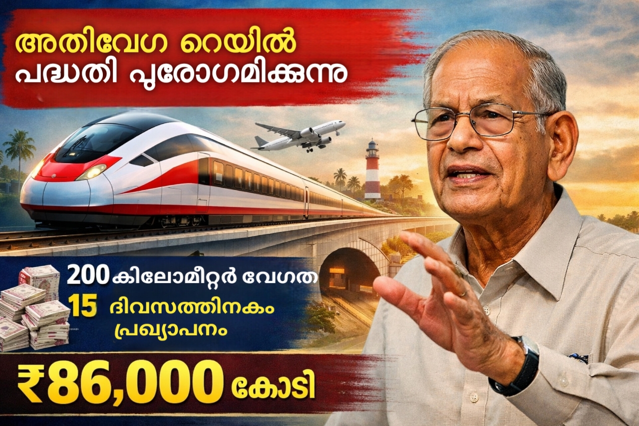 Read more about the article അത്യാധുനിക അതിവേഗ ട്രെയിൻ പദ്ധതി മുന്നോട്ട്; 15 ദിവസത്തിനകം പ്രഖ്യാപനം – ഇ. ശ്രീധരൻ