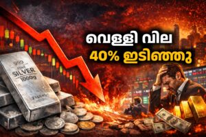 Read more about the article വെള്ളി വില 40% ഇടിഞ്ഞു; സ്വർണ്ണത്തിനും കനത്ത പ്രഹരം:ആഗോള വിപണികളിൽ 12 ട്രില്യൺ ഡോളറിന്റെ നഷ്ടം