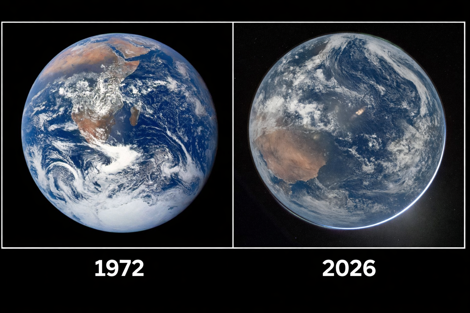 Read more about the article നാസയുടെ താരതമ്യം:54 വർഷത്തെ ഇടവേളയിൽ എടുത്ത ഭൂമിയുടെ രണ്ട് ചിത്രങ്ങൾ നാസ പങ്കുവെച്ചു