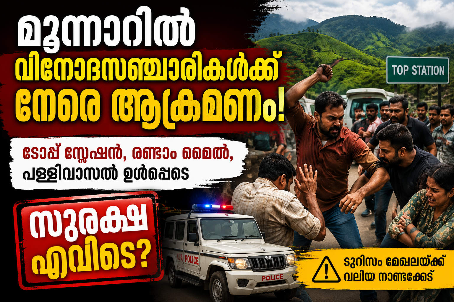 Read more about the article മൂന്നാറിൽ വിനോദസഞ്ചാരികൾക്ക് നേരെ ആക്രമണം വർധിക്കുന്നു; സുരക്ഷ ശക്തമാക്കണമെന്ന ആവശ്യം
