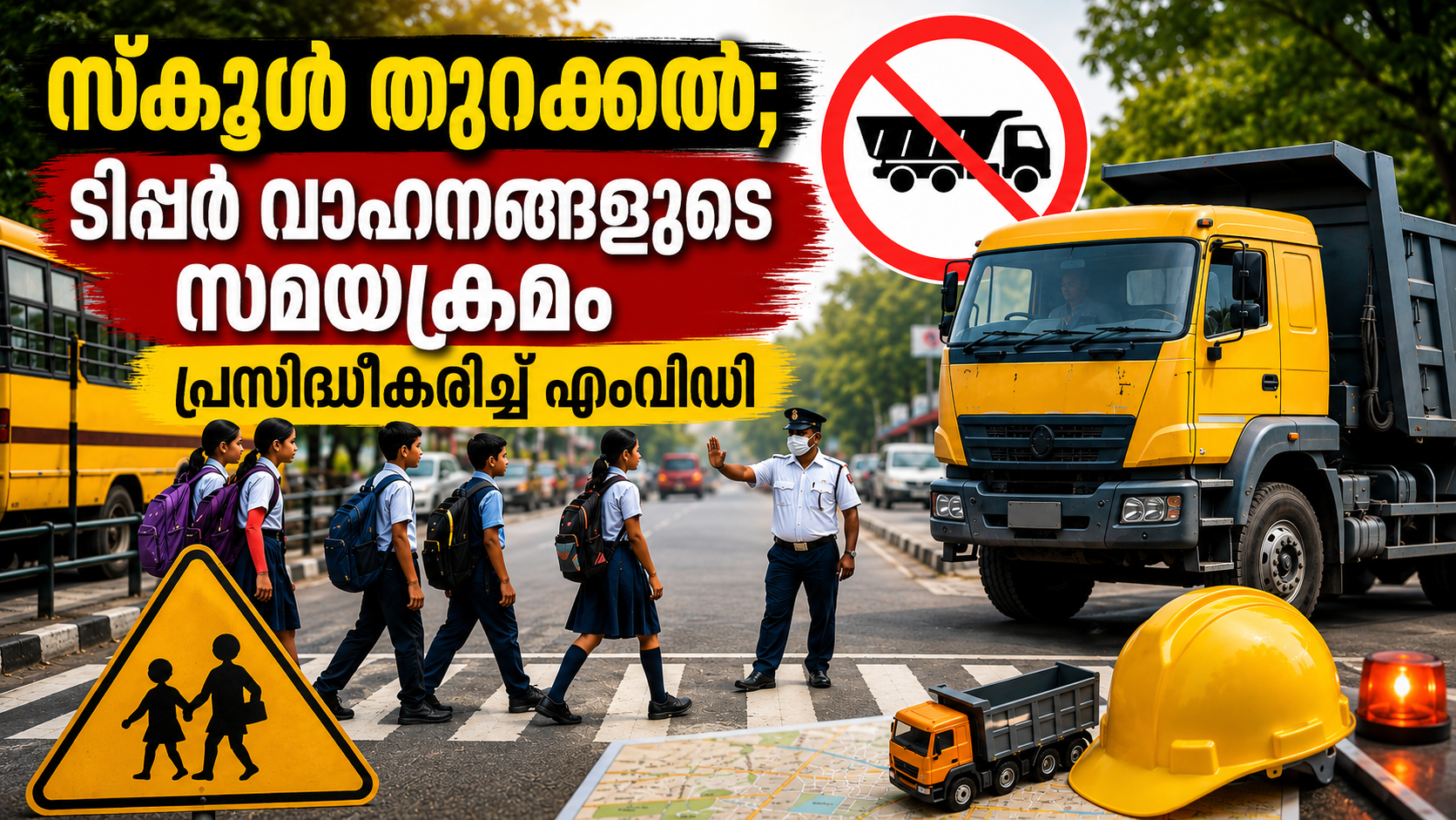 Read more about the article സ്കൂൾ തുറക്കൽ; ടിപ്പർ വാഹനങ്ങളുടെ സമയക്രമം പ്രസിദ്ധീകരിച്ച് എംവിഡി