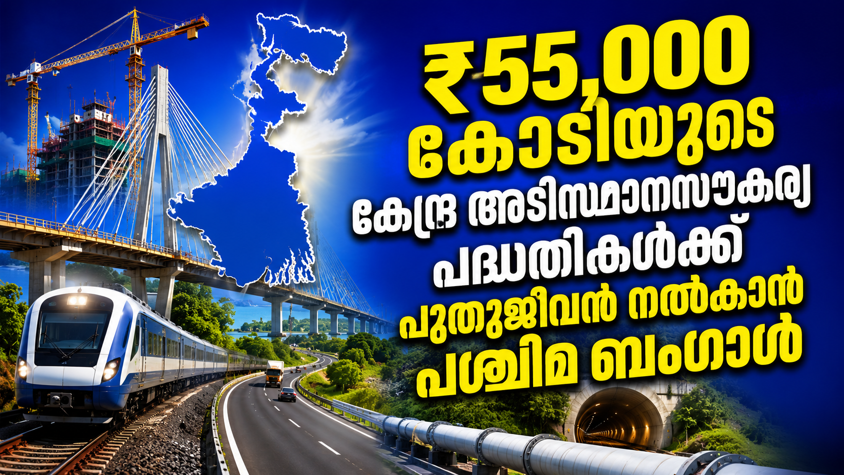 You are currently viewing ₹55,000 കോടിയുടെ കേന്ദ്ര അടിസ്ഥാനസൗകര്യ പദ്ധതികൾക്ക് പുതുജീവൻ നൽകാൻ പശ്ചിമ ബംഗാൾ