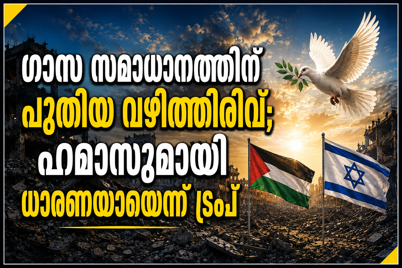 Read more about the article ഗാസ സമാധാനത്തിന് പുതിയ വഴിത്തിരിവ്; ഹമാസുമായി ധാരണയായെന്ന് ട്രംപ്