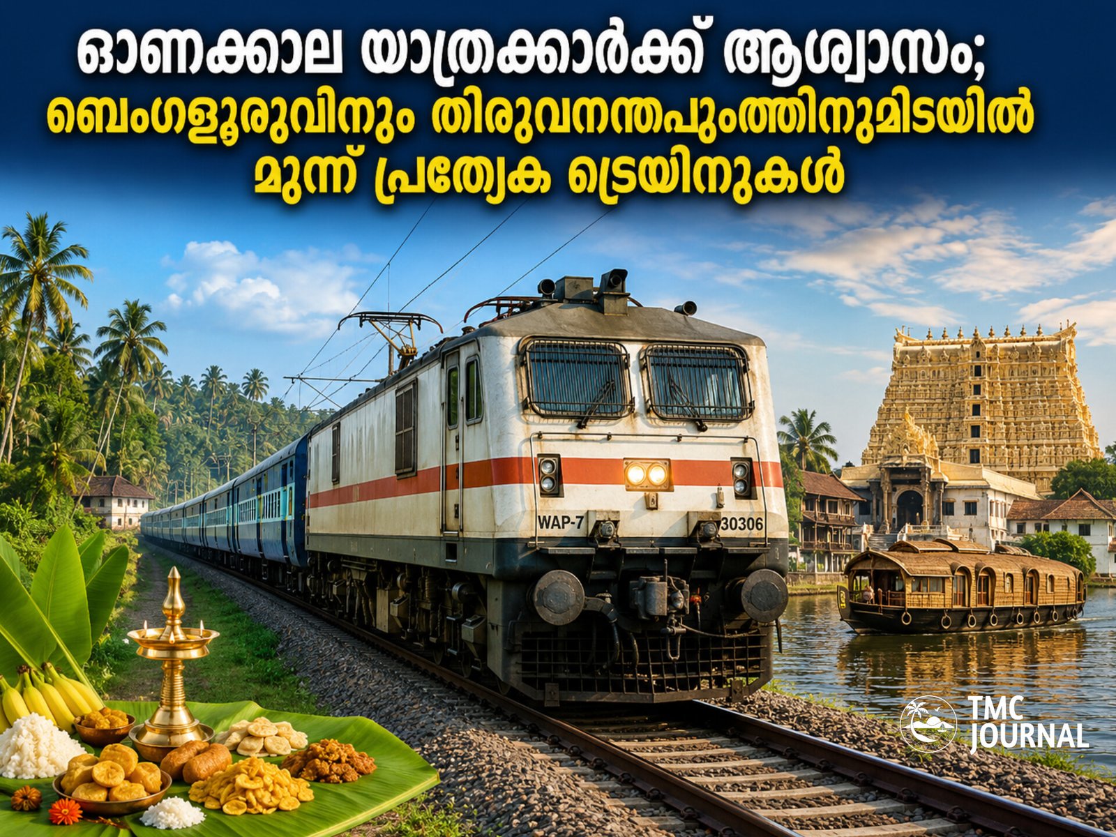 You are currently viewing ഓണക്കാല യാത്രക്കാർക്ക് ആശ്വാസം; ബെംഗളൂരുവിനും തിരുവനന്തപുരത്തിനുമിടയിൽ മൂന്ന് പ്രത്യേക ട്രെയിനുകൾ