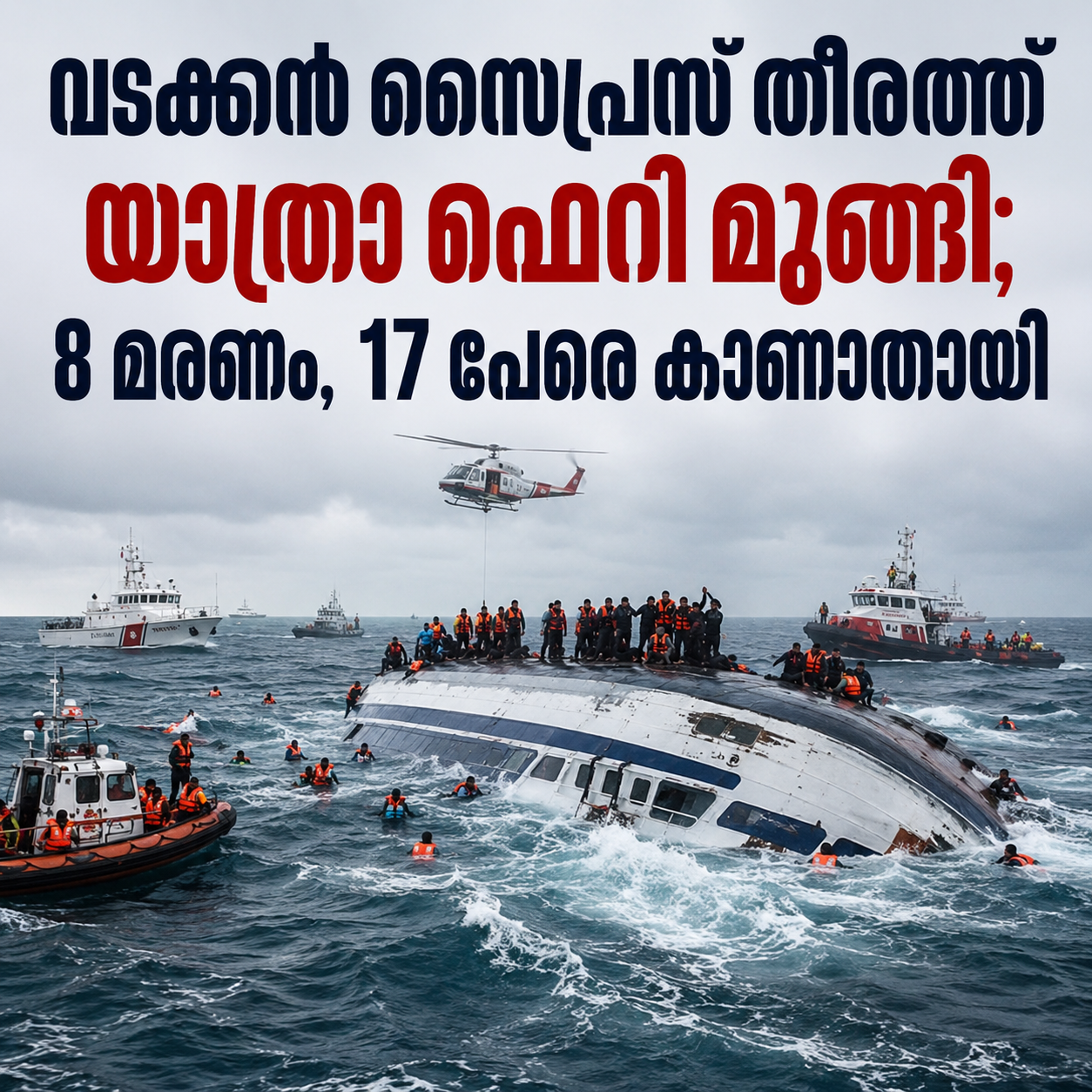 Read more about the article വടക്കൻ സൈപ്രസ് തീരത്ത് യാത്രാ ഫെറി മുങ്ങി; 8 മരണം, 17 പേരെ കാണാതായി