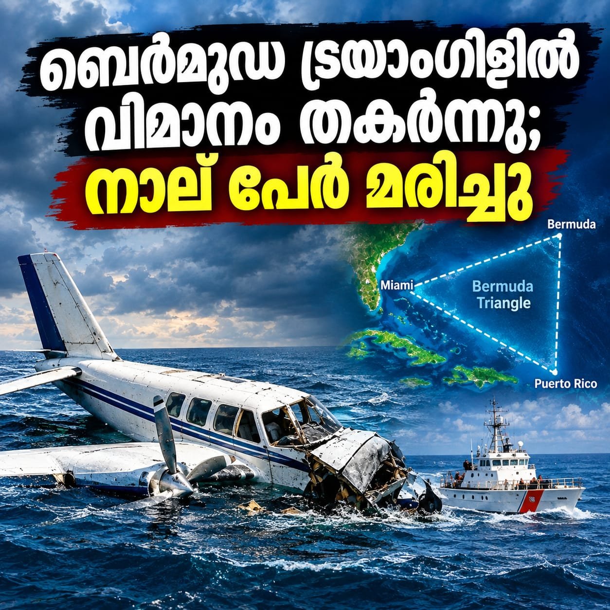 Read more about the article ബർമുഡ ട്രയാങ്കിളിൽ വിമാനം തകർന്നു; നാലുപേർ മരിച്ചു