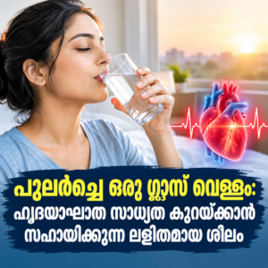 Read more about the article പുലർച്ചെ ഒരു ഗ്ലാസ് വെള്ളം: ഹൃദയാഘാത സാധ്യത കുറയ്ക്കാൻ സഹായിക്കുന്ന ലളിതമായ ശീലം