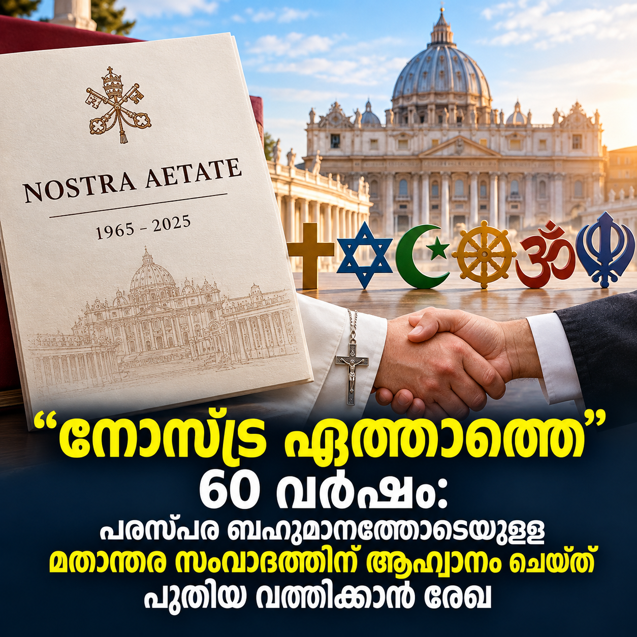 You are currently viewing “നോസ്ട്ര ഏത്താത്തെ” 60 വർഷം: പരസ്പര ബഹുമാനത്തോടെയുള്ള മതാന്തര സംവാദത്തിന് ആഹ്വാനം ചെയ്ത് പുതിയ വത്തിക്കാൻ രേഖ