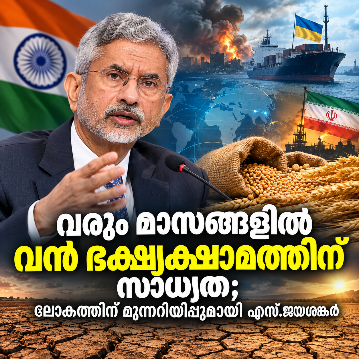 You are currently viewing ലോകത്ത് വരാനിരിക്കുന്നത് വൻ ഭക്ഷ്യപ്രതിസന്ധി; യുക്രെയ്ൻ യുദ്ധവും ഇറാൻ-ഗൾഫ് സംഘർഷവും തിരിച്ചടിയാകുമെന്ന് എസ്. ജയശങ്കർ