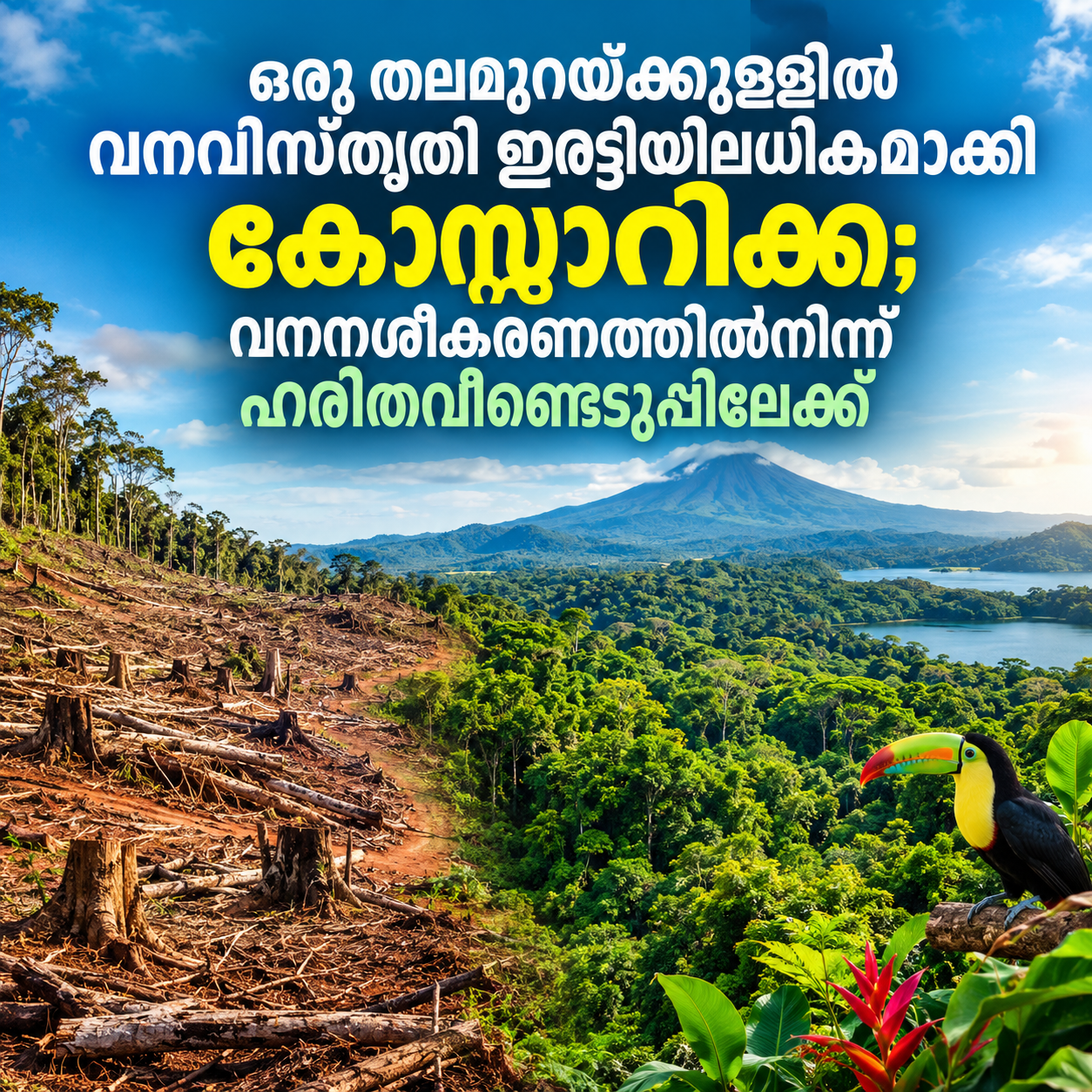 Read more about the article ഒരു തലമുറയ്ക്കുള്ളിൽ വനവിസ്തൃതി ഇരട്ടിയിലധികമാക്കി കോസ്റ്റാറിക്ക; വനനശീകരണത്തിൽനിന്ന് ഹരിതവീണ്ടെടുപ്പിലേക്ക്