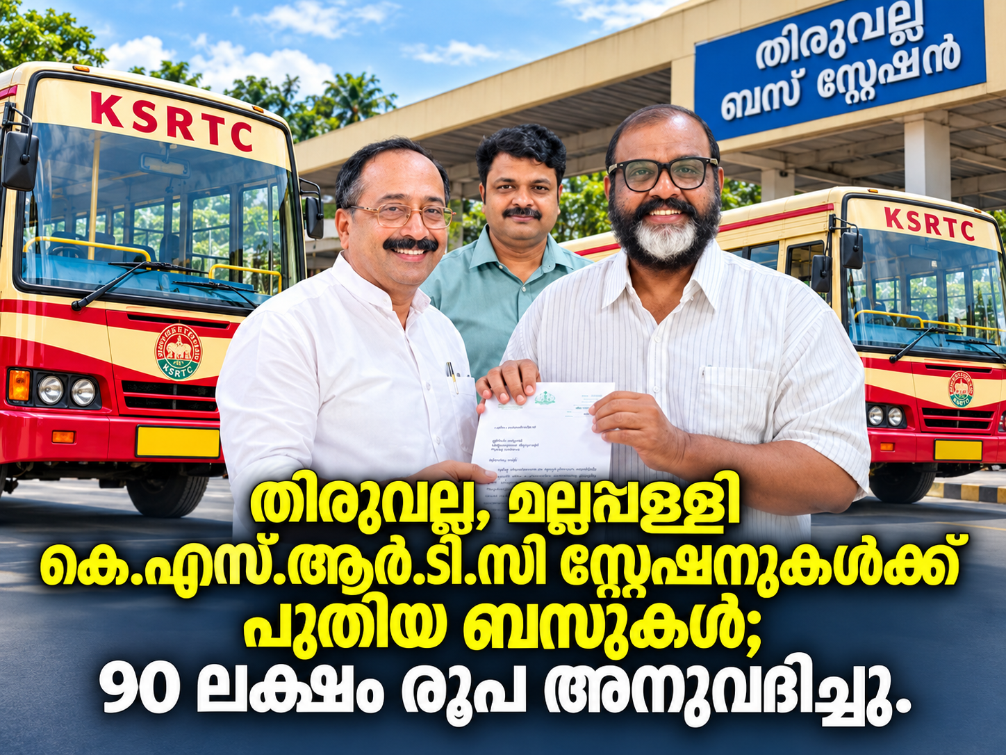You are currently viewing തിരുവല്ല, മല്ലപ്പള്ളി കെ.എസ്.ആർ.ടി.സി സ്റ്റേഷനുകൾക്ക് പുതിയ ബസുകൾ; 90 ലക്ഷം രൂപ അനുവദിച്ചു