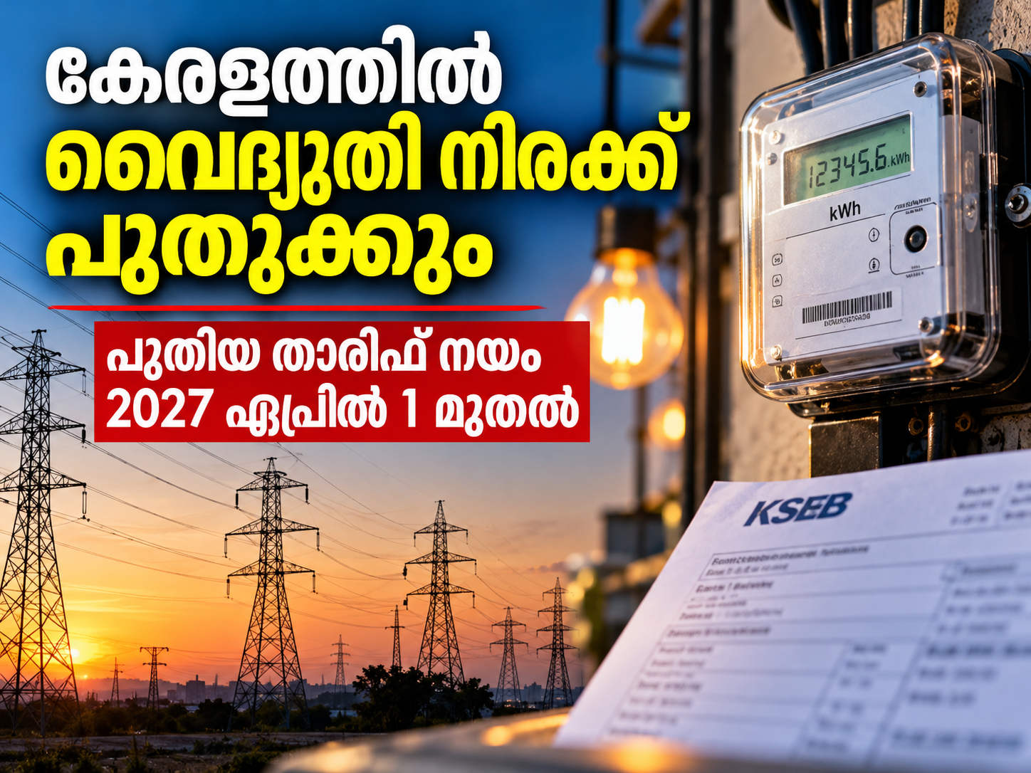 Read more about the article കേരളത്തിൽ വൈദ്യുതി നിരക്ക് പുതുക്കും; പുതിയ താരിഫ് നയം 2027 ഏപ്രിൽ 1 മുതൽ