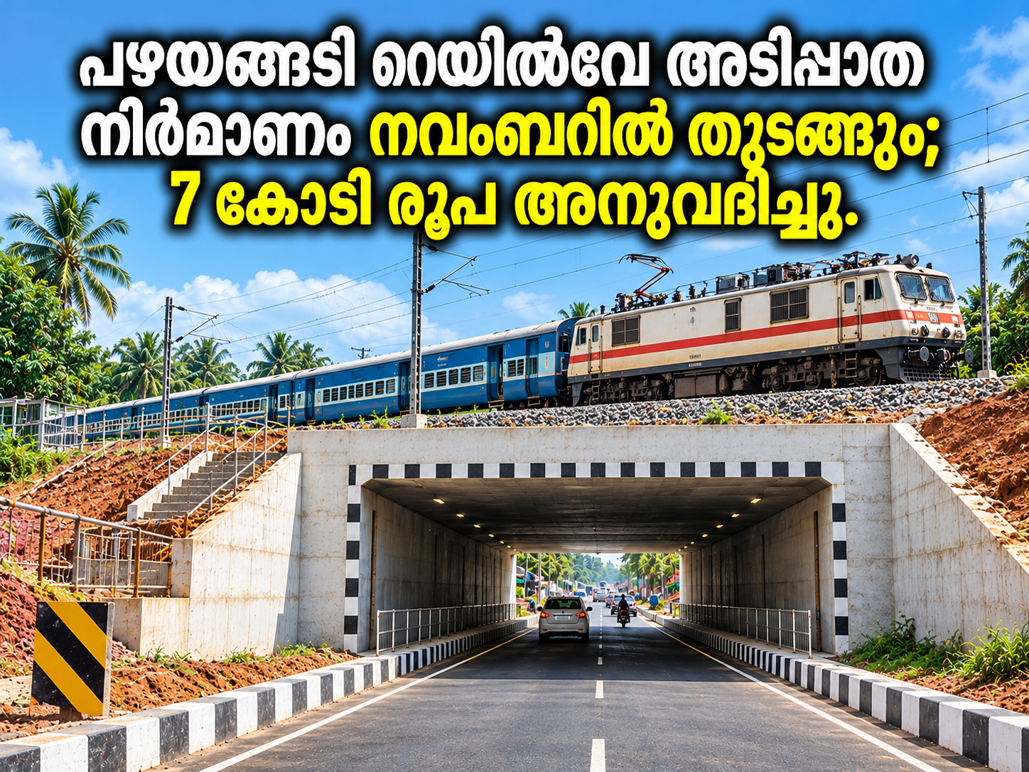 You are currently viewing പഴയങ്ങാടി റെയിൽവേ അടിപ്പാത നിർമാണം നവംബറിൽ തുടങ്ങും; 7 കോടി രൂപ അനുവദിച്ചു